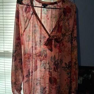 Torrid Pink Floral Sheer Blouse